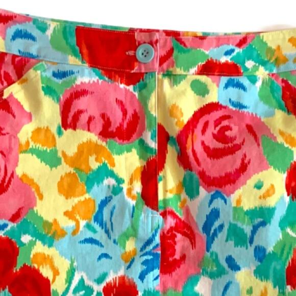 Talbots Pink Red Yellow Floral Casual Straight Pencil Stretch Skirt Women's 4 - Picture 9 of 11
